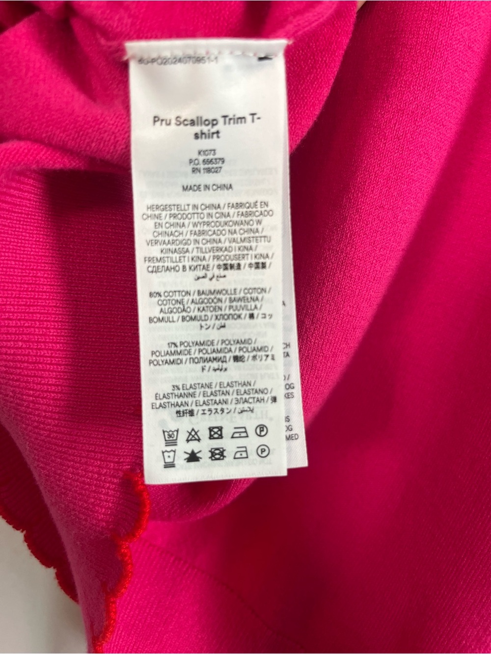 Boden pru scallop hem trim Henley tshirt pink puff sleeves EUC SZ M - Picture 9 of 9